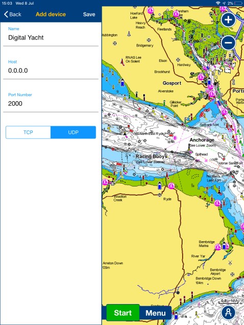 Navionics settings NMEA connexion